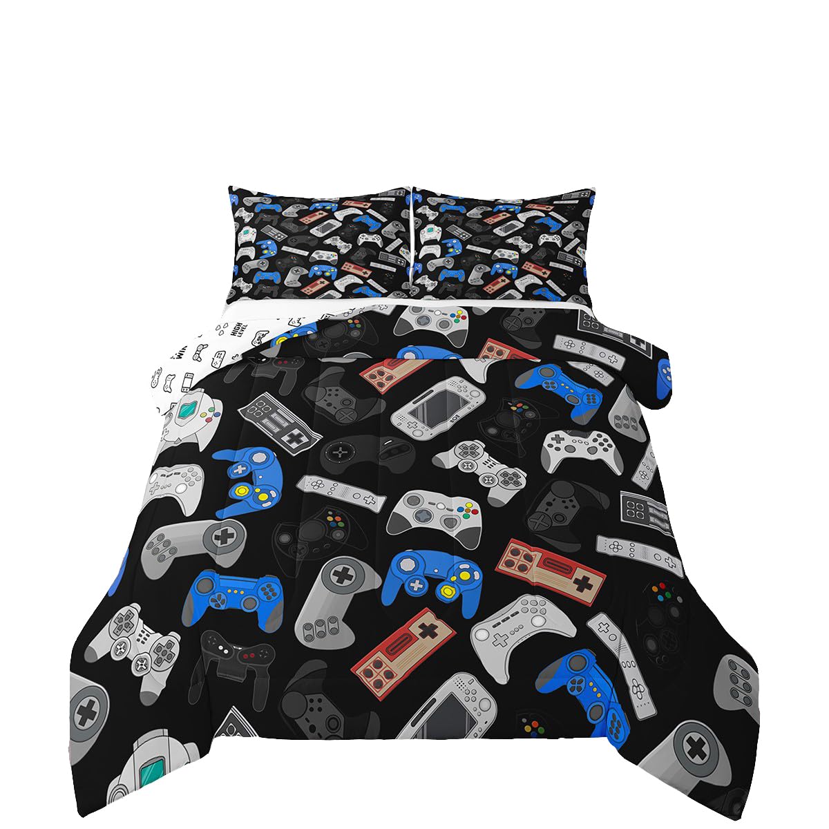 Erosebridal Teens Gamepad Comforter Set, Modern Gamer Down Comforter Twin Size For Kids Boys Children Youth, Video Game Bedding