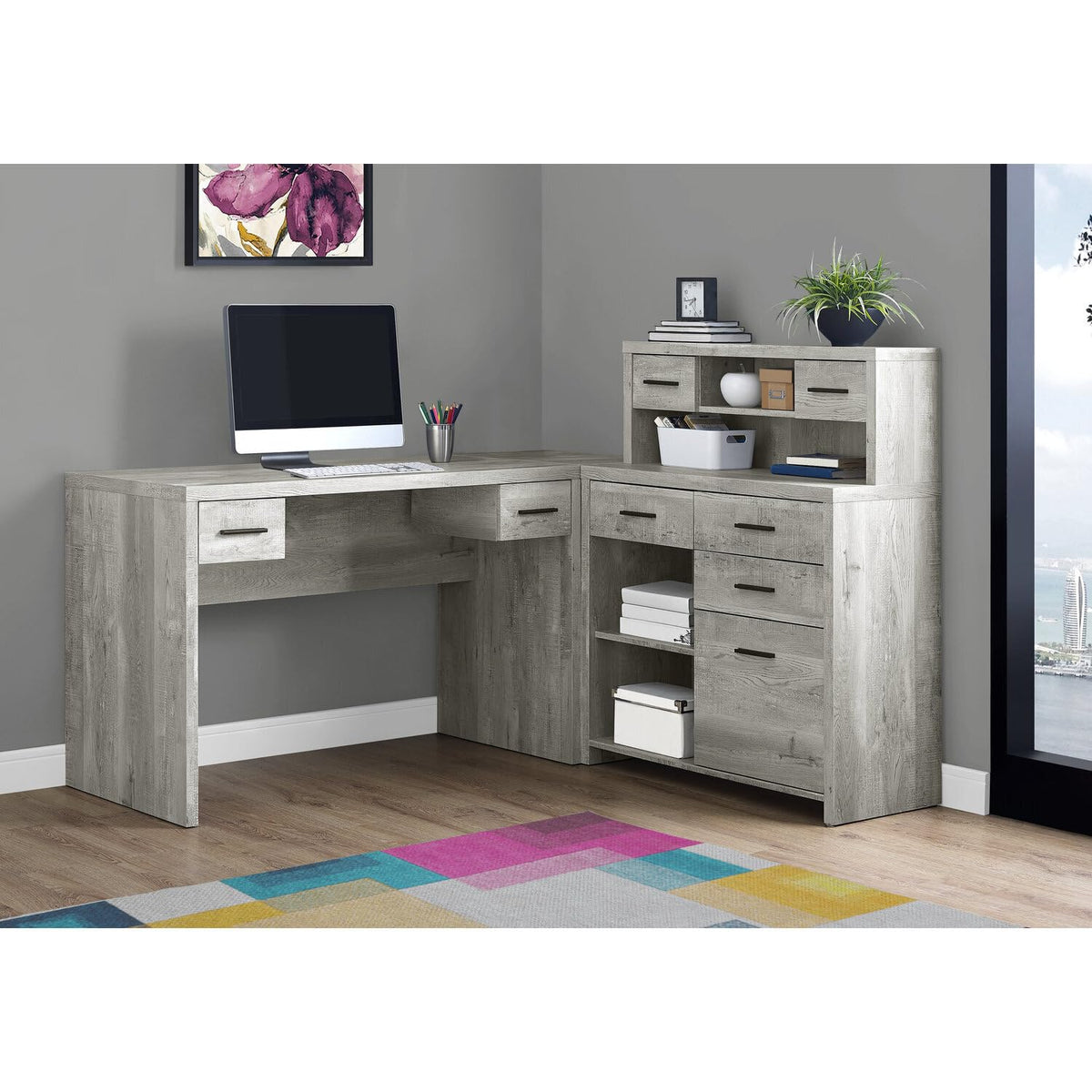 HomeRoots Decor 44.75-inch Grey Reclaimed Wood Particle Board, Laminate and MDF Computer Desk