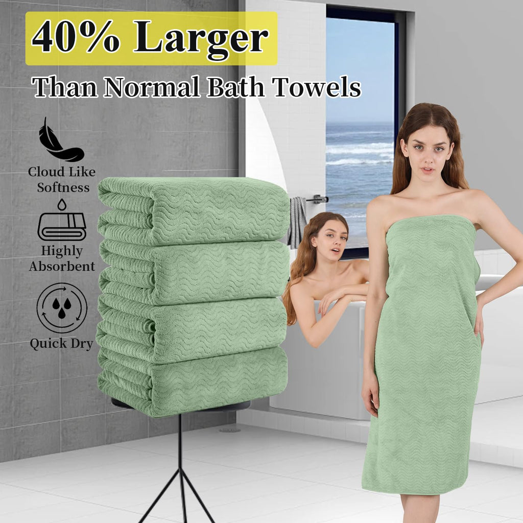 Jessy Home 8 Piece Bath Towel Set |2 Oversized Large Bath Sheet,2 Hand Towels,4 Washcloths| Soft Luxury Towel Set For Bathroom H