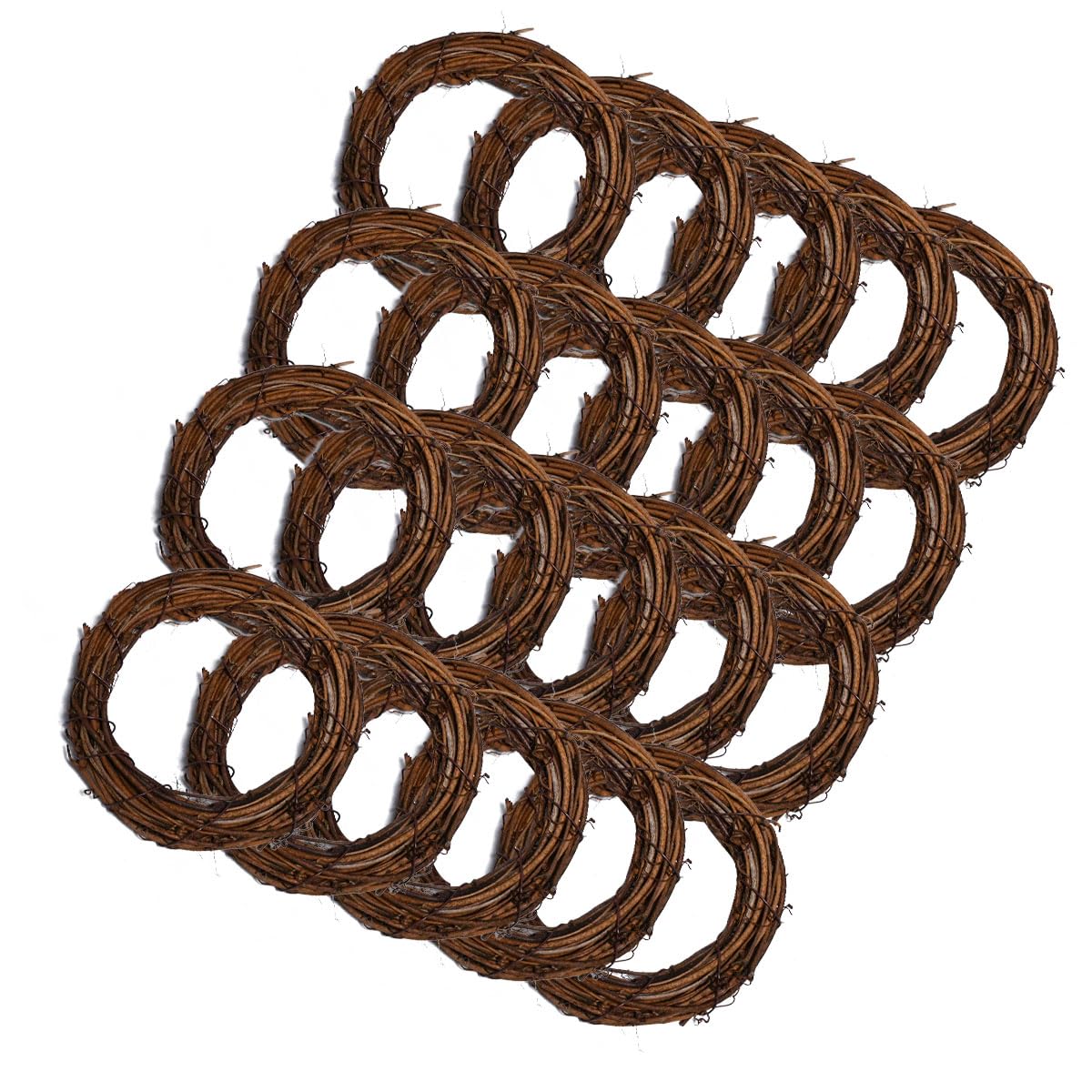 Worown 20 Pcs 4 Natural Grapevine Wreaths Set, Vine Branch Wreath, Rattan Wreath for DIY Christmas Craft, Front Door Wall Hangin
