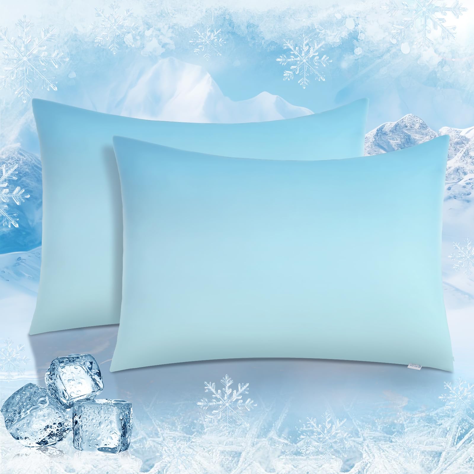 Luxear Cooling Pillow Cases, 2 Pack Arc-Chill Q-Max>0.5 Gradient Cool Pillowcases For Hair Skin Hot Sleepers, Silky Soft, Machin