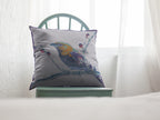 HomeRoots Purple On White Broadcloth 26â€ Blue White Robin Indoor Outdoor Throw Pillow