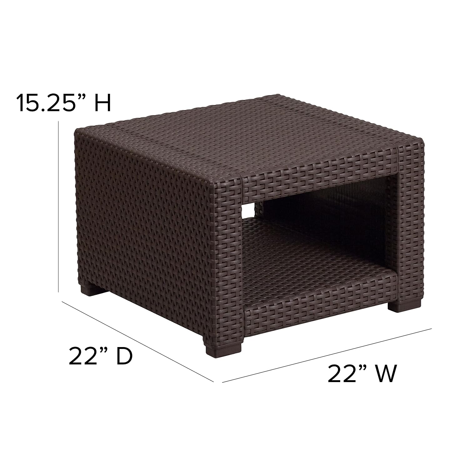 Flash Furniture Seneca Chocolate Brown Faux Rattan End Table