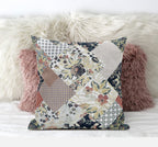 HomeRoots Peach Black Floral Zippered Suede Throw Pillow
