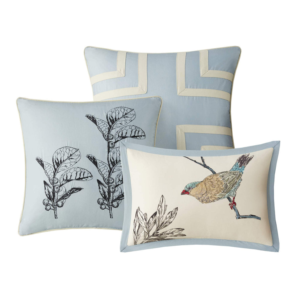 Madison Park Quincy Cozy Comforter Nature Scenery Design - All Season Bedding, Matching Bed Skirt, Decorative Pillows, Quincy, Leaf & Bird Khaki Queen(90'X90') 7 Piece