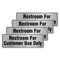 Restroom For Customer Use Only Sign Aluminum Silver 9 X 3 Inches Self-Adhesive Waterproof Metal Door Wall Sign For Business Offi