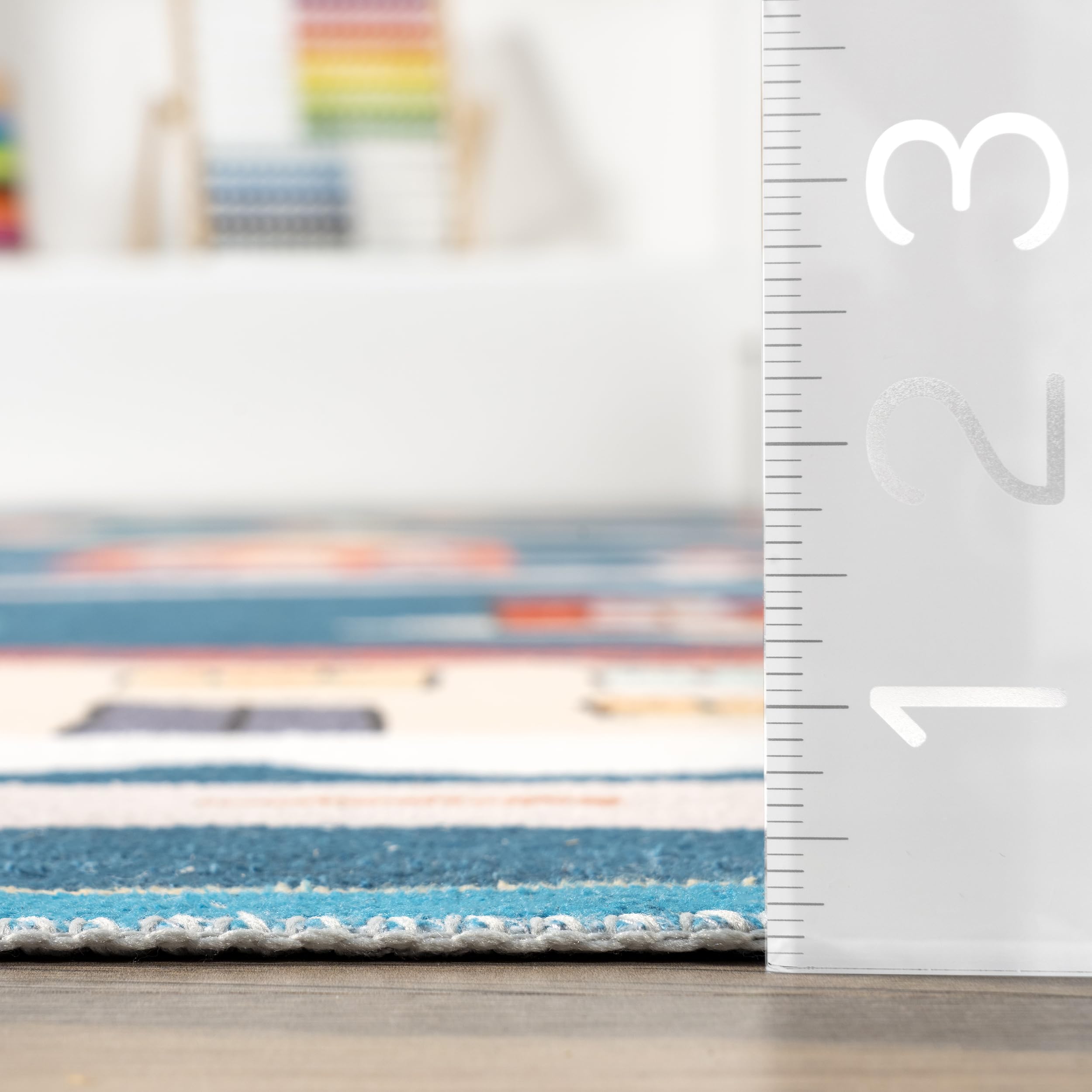 Nuloom 3' X 5' Spinclean Machine Washable Stain-Resistant Area Rug With Non Slip Backing, Low Profile For Living Room, Bedroom, And Dining Room, Zita Blue Multicolor