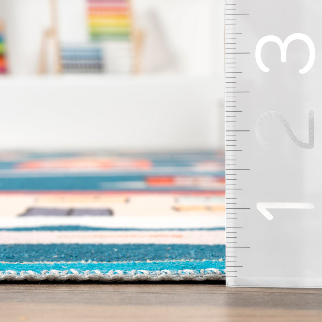 Nuloom 3' X 5' Spinclean Machine Washable Stain-Resistant Area Rug With Non Slip Backing, Low Profile For Living Room, Bedroom, And Dining Room, Zita Blue Multicolor