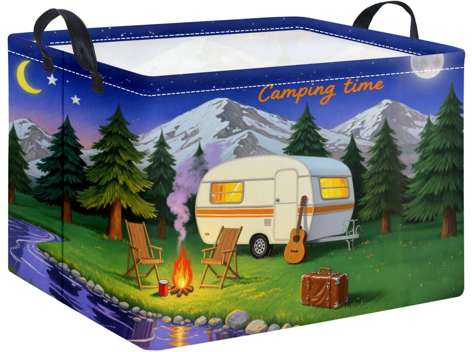 HIYAGON Rectangular Baby Girl Basket Kids Baby Storage Basket Toy Storage Bin Organizer Box Room Decor(Camping)