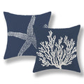 Golianda Navy Blue Coral Starfish Pillow Covers 16X16 Inch Set Of 2 Coastal Throw Pillows Spring Summer Nautical Beach Ocean Dec