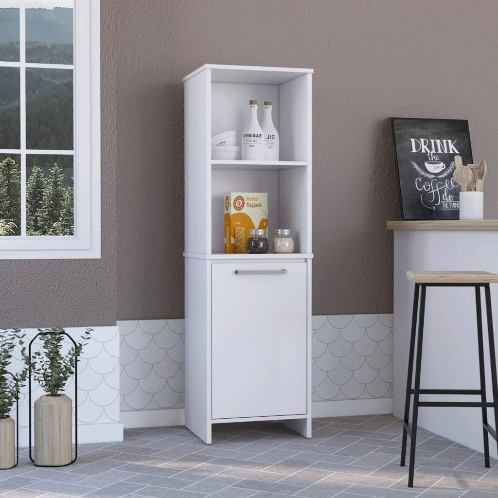 DEPOT E-SHOP Leticia Nightstand with Open Shelf and 2 Legs, Light Oak/White