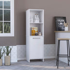 DEPOT E-SHOP Leticia Nightstand with Open Shelf and 2 Legs, Light Oak/White