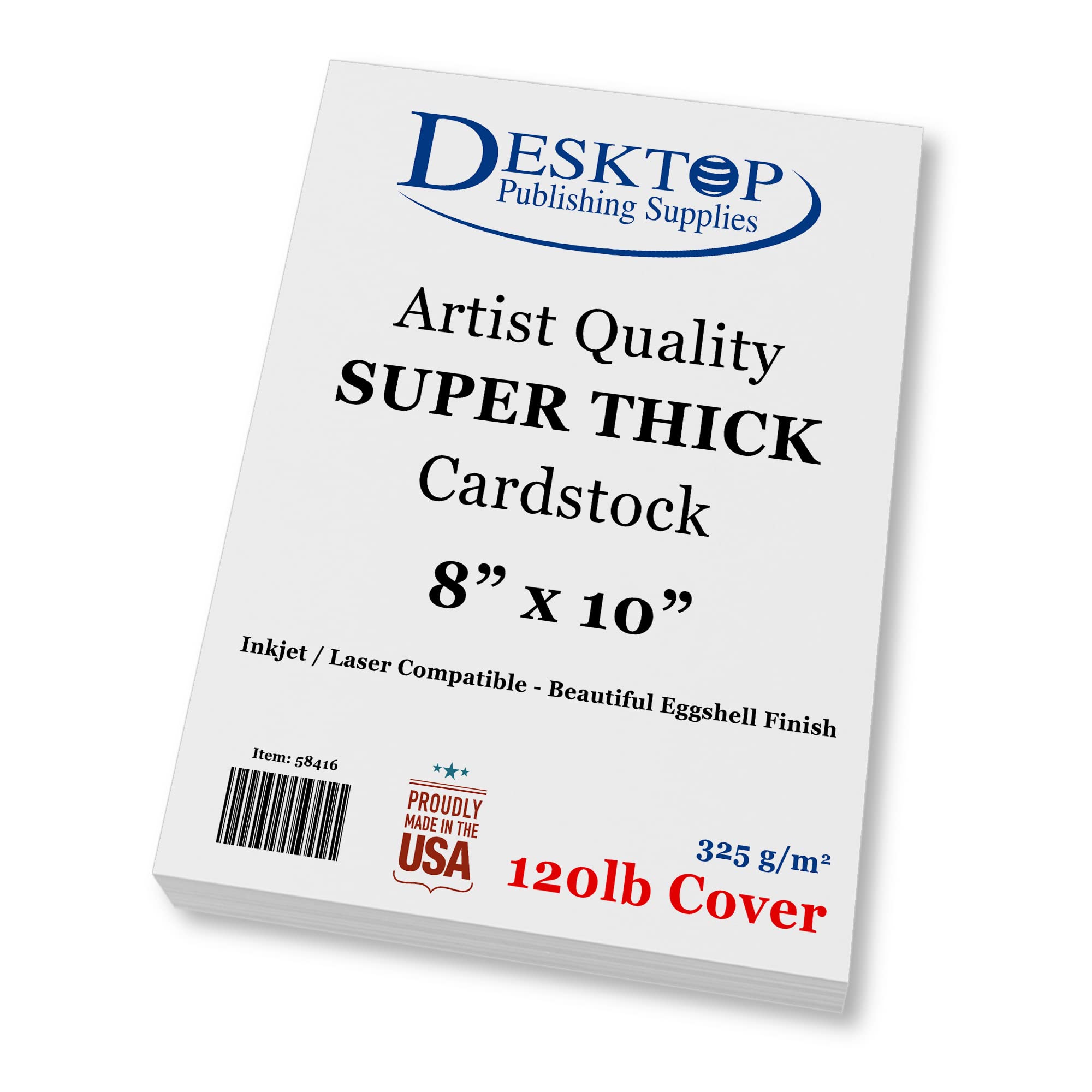 White 8' X 10' Cardstock - Blank Super Thick Paper - 100 Sheets - Artist Drawing Quality Eggshell Finish - Heavy Weight 120Lb