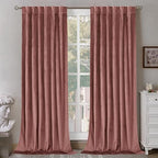 Bgment Dusty Rose Velvet Curtains 90 Inch For Bedroom, Thick Thermal Insulated Room Darkening Curtains Noise Reduce Back Tab And