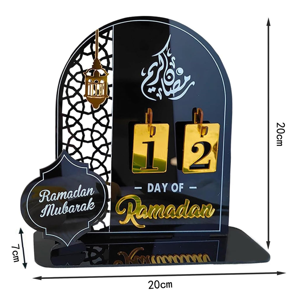 Seahuistar Ramadan Advent Calendar Acrylic Eid Countdown Calendars 30 Days Til Eid Lantern Eid Mubarak Ornament Table Decor For