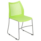 Flash Furniture Hercules Series 661 Lb. Capacity Green Stack Chair With Air-Vent Back And Gray Powder Coated Sled Base