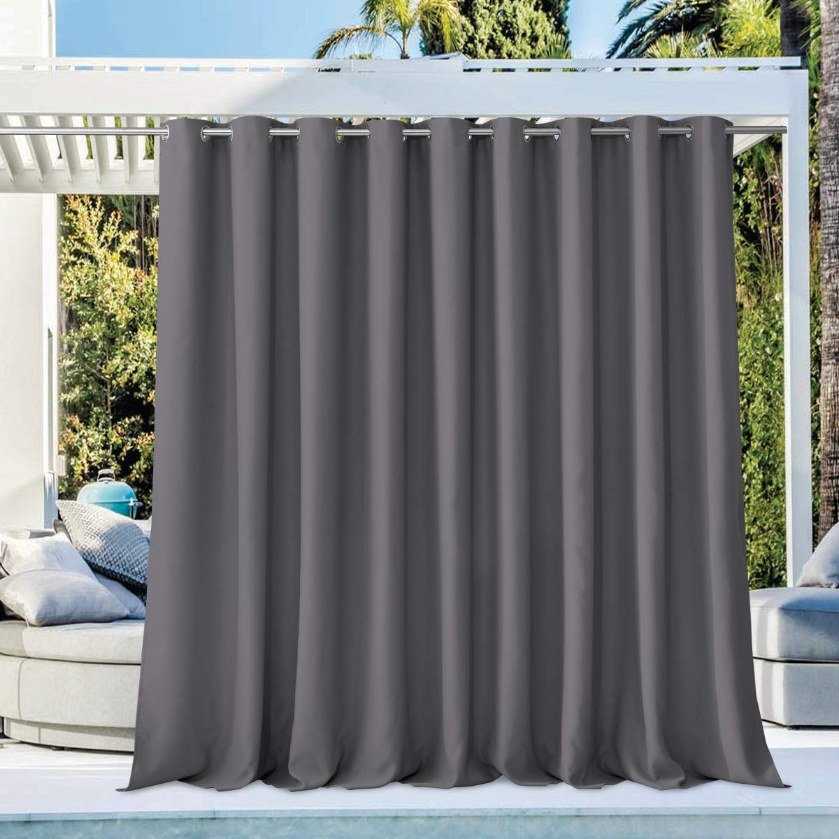 Nicetown Outdoor Curtain For Patio Waterproof Extra Wide 140' W, Grommet Vertical Blinds Thermal Insulated Blackout Divider Dra