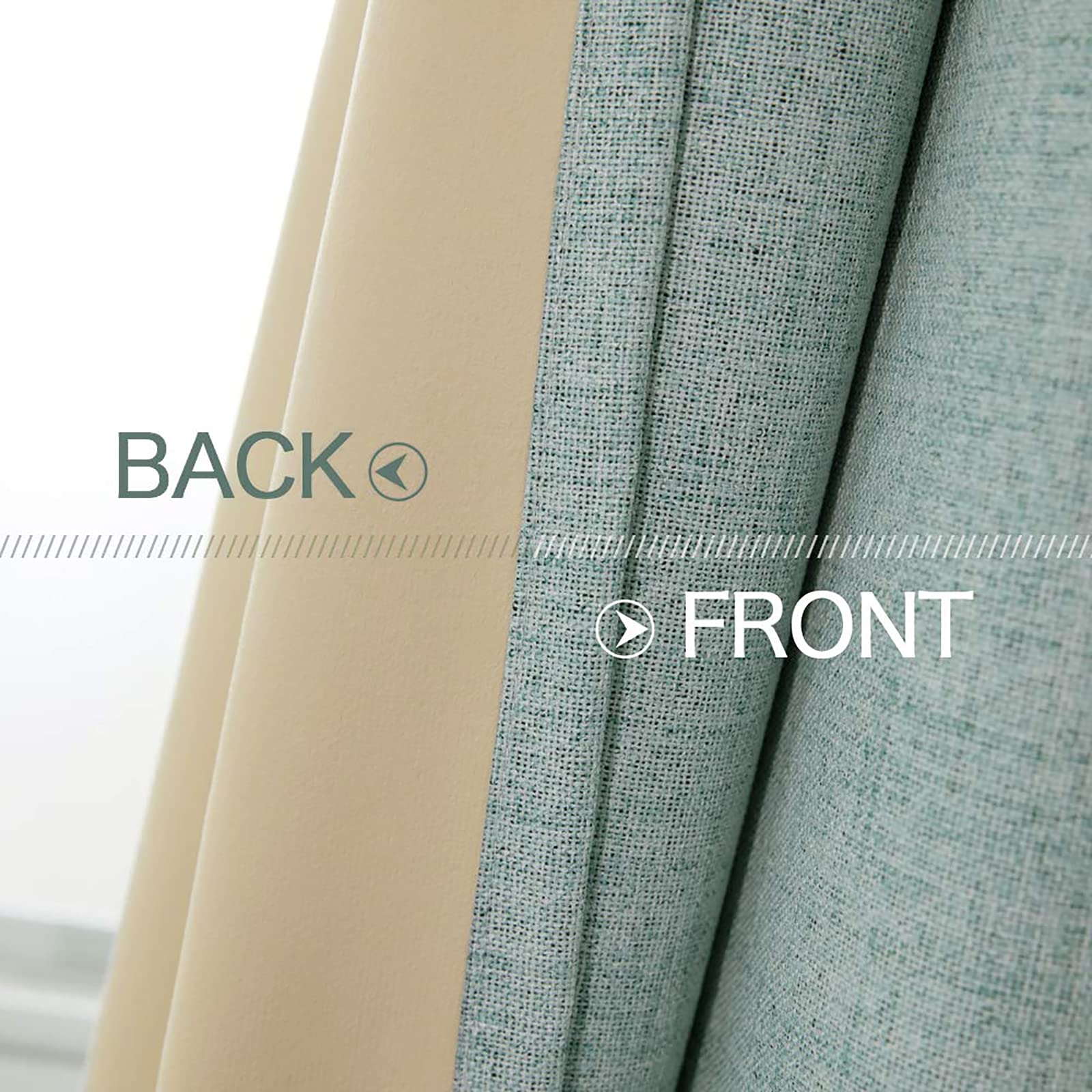 Miulee Linen Blackout Curtains And Drapes 100% Room Darken Thermal Insulated Grommet Window Panels With Coating 2 Pcs W 42 X L 84 Inches Seafoam Green