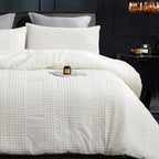 Cupocupa King Size Comforter Set;White Boho Tufted Lightweight Bedding Sets 3PCS Soft Jacquard Pom Pom Comforter with 2 Pillow C