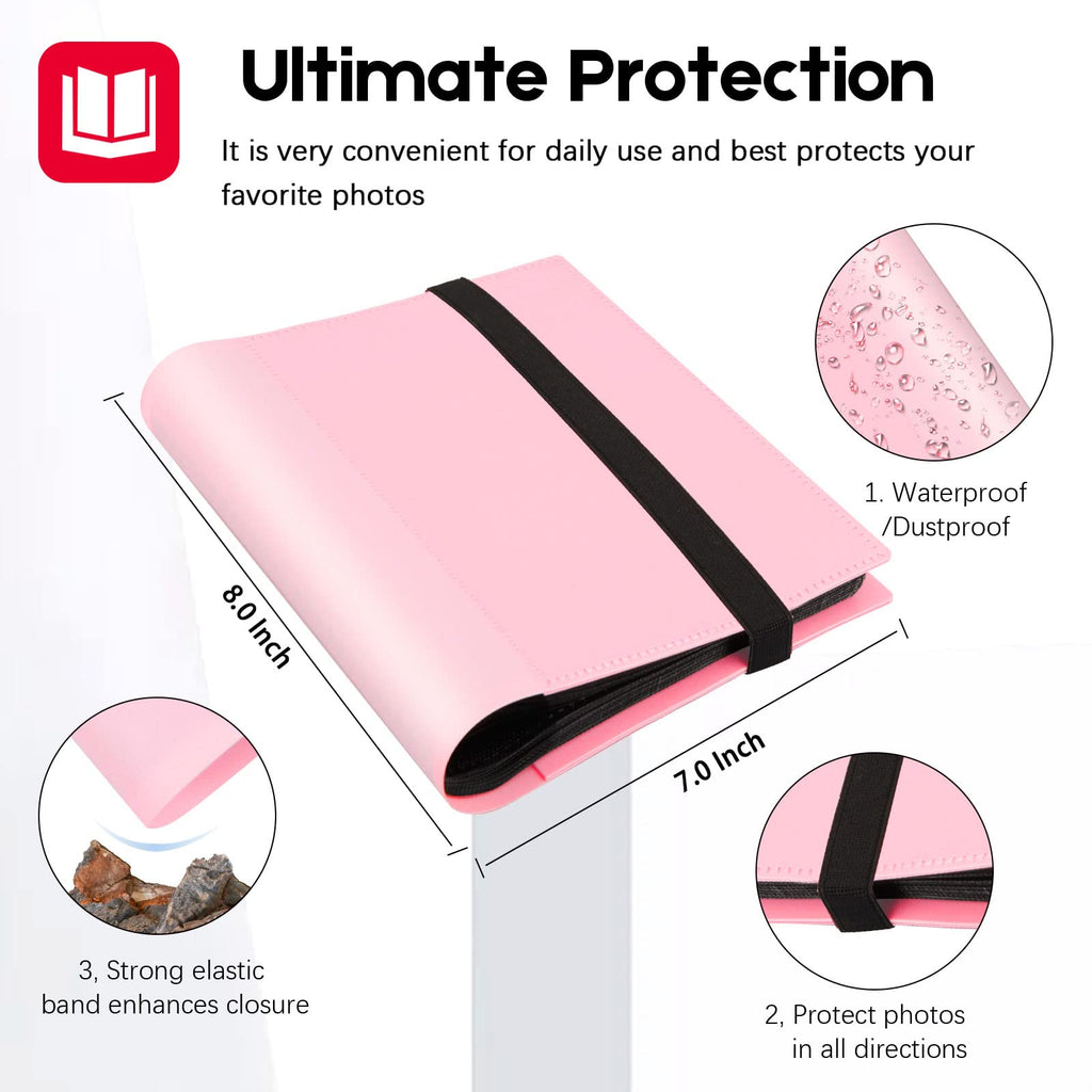 Small Photo Album 5X7 Holds 64 Photos Black Inner Page With Strong Elastic Band, 5X7 Mini Book Photo Pictures Album For Artwork,