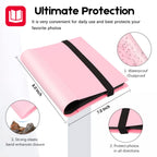 Small Photo Album 5X7 Holds 64 Photos Black Inner Page With Strong Elastic Band, 5X7 Mini Book Photo Pictures Album For Artwork,