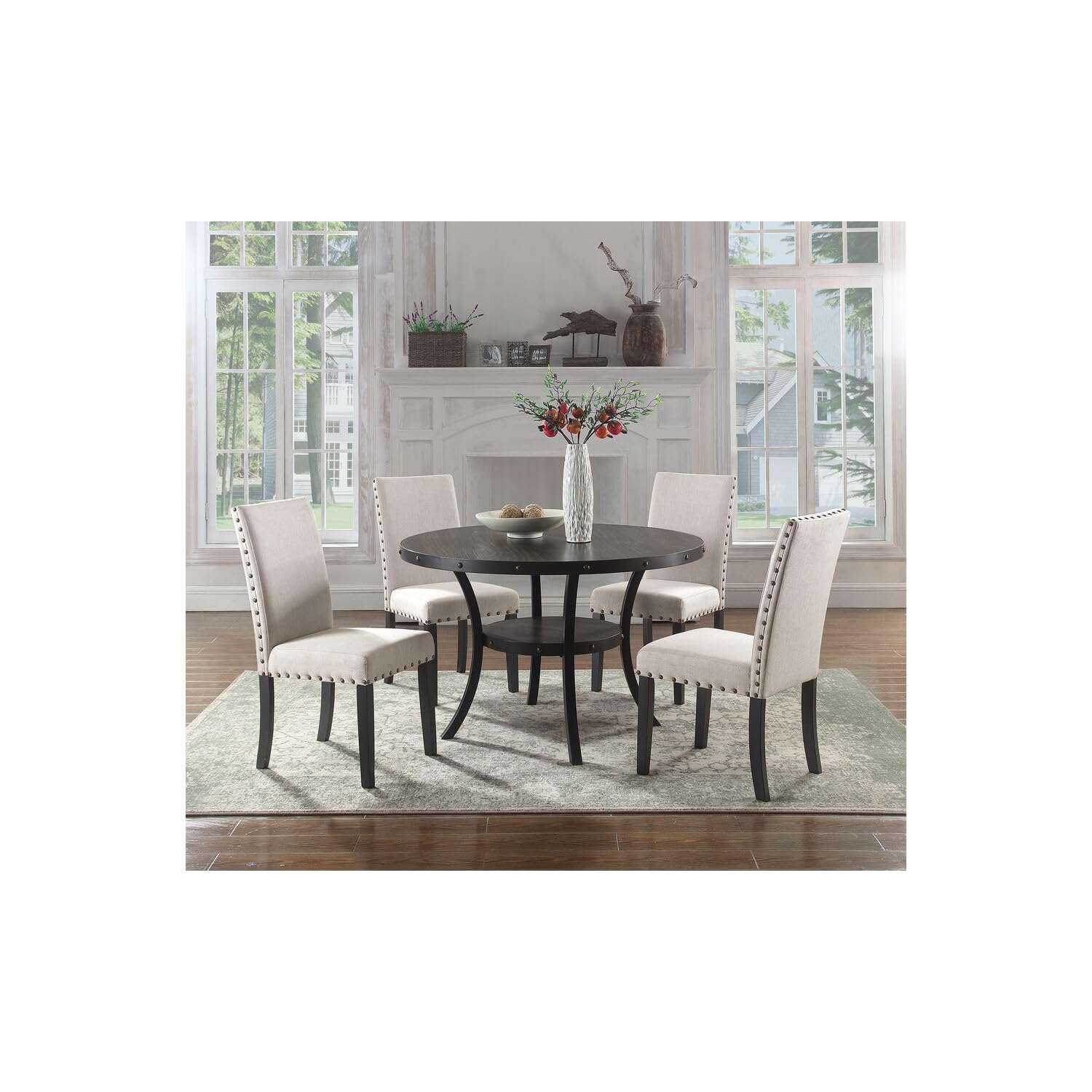 Best Master Darlington Solid Wood Dining Side Chair Antique Black (Set Of 2)