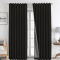 Joydeco 100% Blackout Curtains 108 inches Long White Linen Curtains 2 Panels Set Burg for Bedroom Living Room Black Out Darkenin