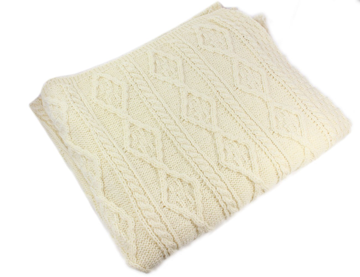 Carraig Donn Aran Knit Irish Merino Wool Blanket