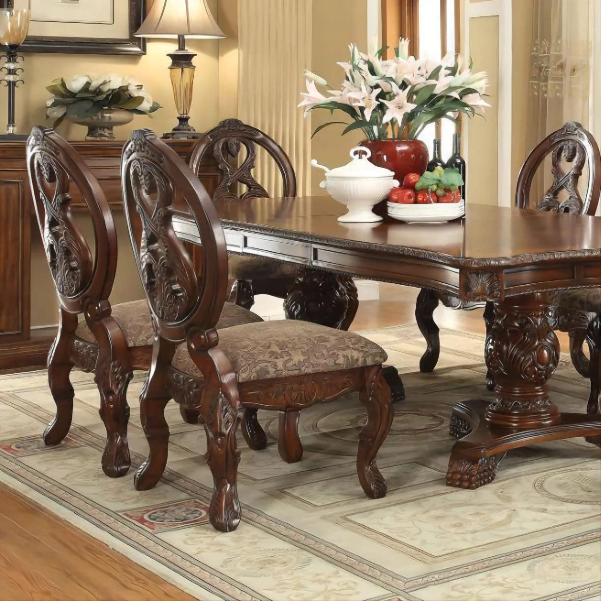 ACME Furniture Dining Chair, Fabric & Cherry