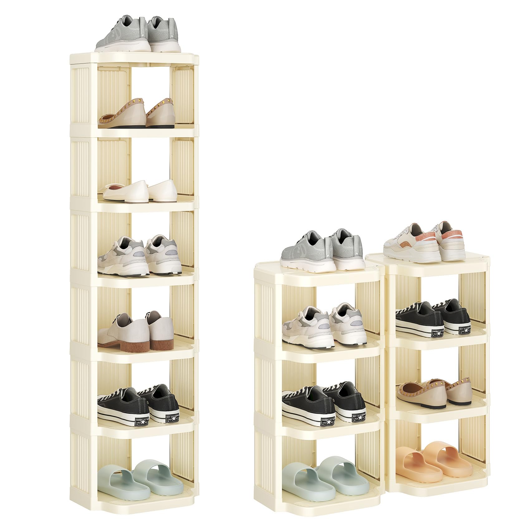 Kitstorack Vertical Shoe Rack: 8 Tiers Stackable Shoe Rack for Closet DIY Free Standing Shoe Organizer Small Shoe Shelf for Smal