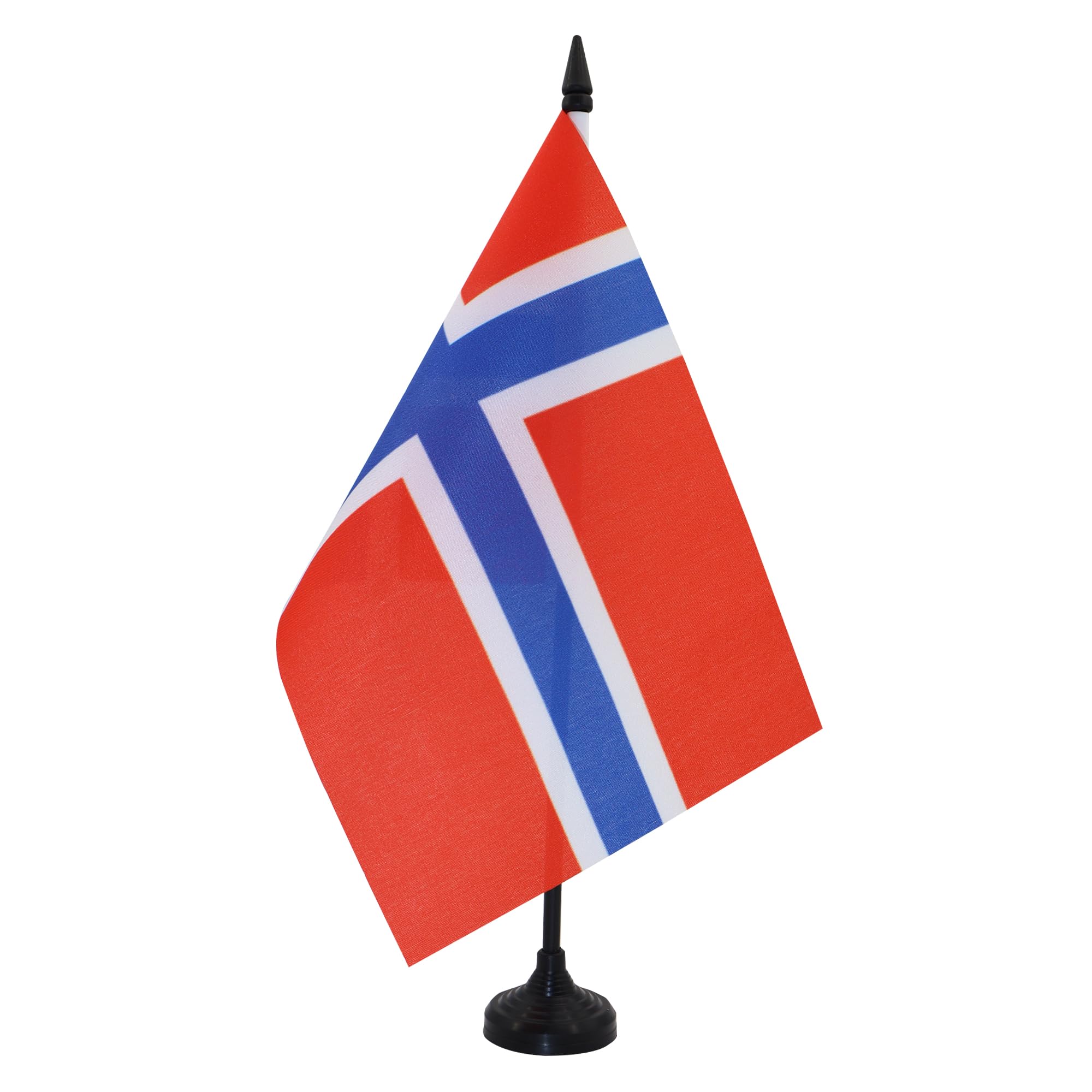 Norway Table Flag 5' X 8' - Norwegian Desk Flag 21 X 14 Cm - Black Plastic Stick And Base - Az Flag