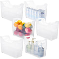 Qunclay 6 Plastic Freezer Organizer Bins with Wheel Set Clear Tall Narrow Kitchen Pantry Organizer Snack Storage Containers for 