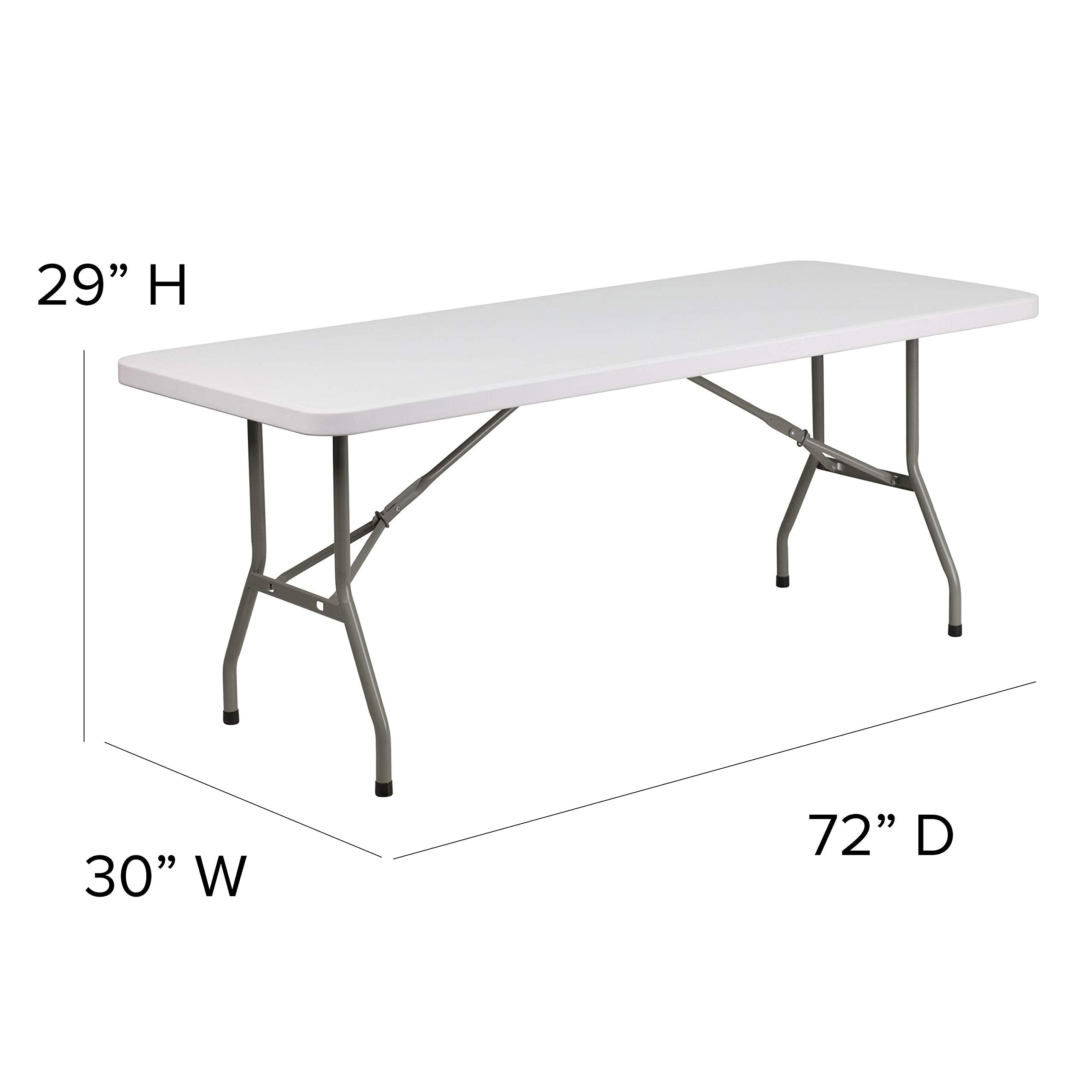 Flash Furniture Elon 6' Rectangular All-Occasion Plastic Folding Event Table, Foldable Portable Banquet Table For Indoor/Outdoor Events, White