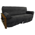 Blazing Needles Solid Microsuede Double Corded 8" to 9" Futon Slipcover Set with 2 Bolster Pillows (Set of 3), Full, Steel Grey