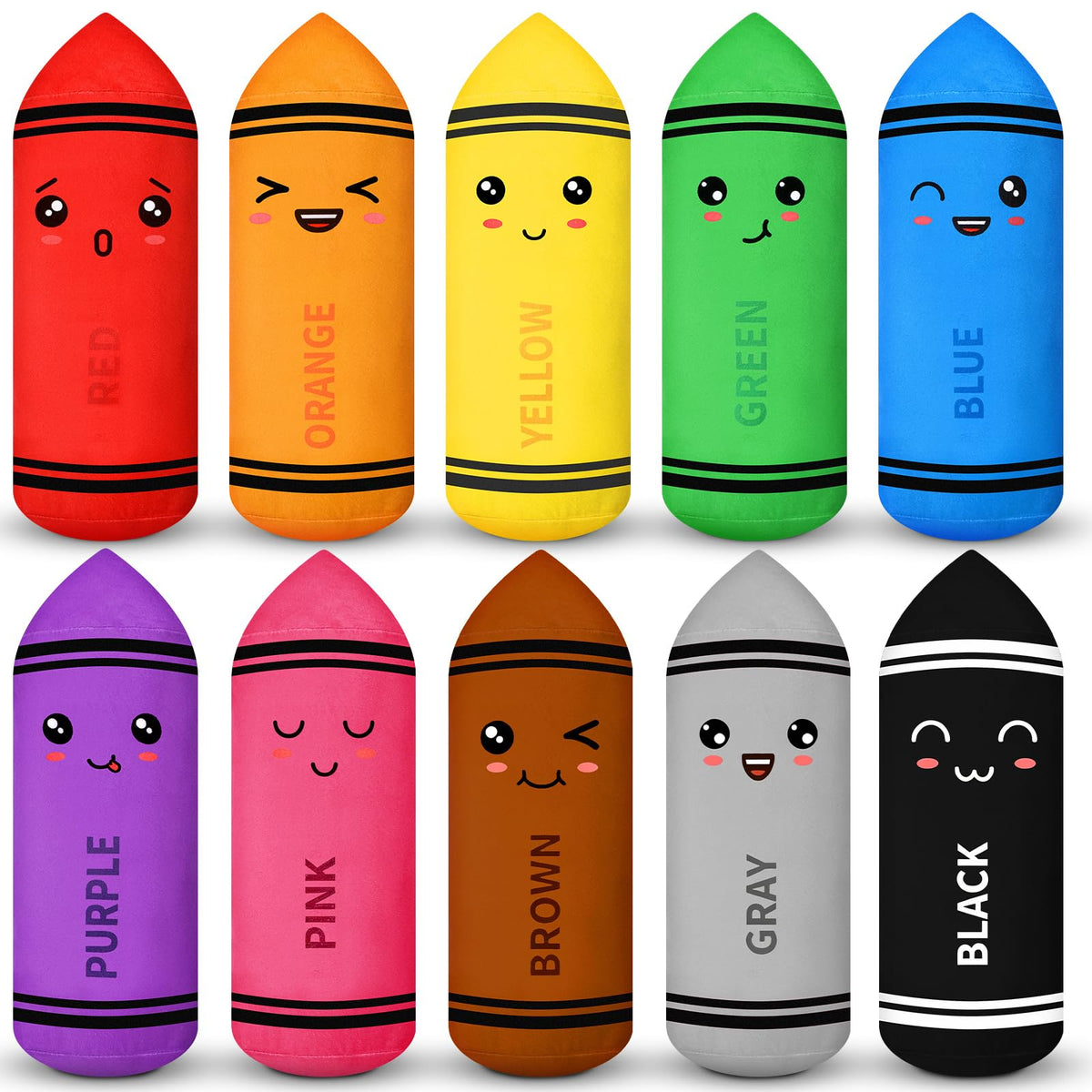 Soulchen 10 Colors Crayon Plush Pillows for Kids Classroom Reading