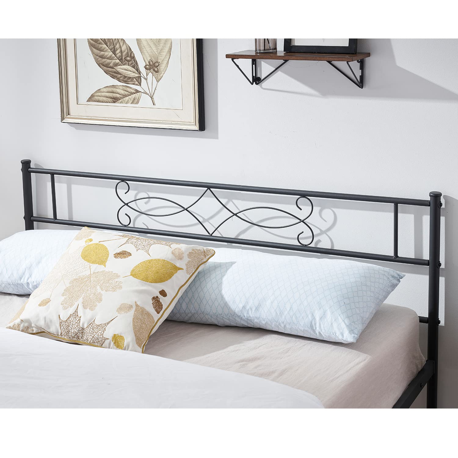 Vecelo 14' Full Size Metal Platform Bed Frame With Headboard,Premium Steel Slat Support No Box Spring Needed,Noise-Free Anti-Slip,Easy Assembly