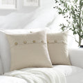 Meekio Set Of 2 Biscotti Beige Square Pillow Covers 22 X 22 Farmhouse Linen Pillow Covers With Coconut Buttons For Sofa Couch Li