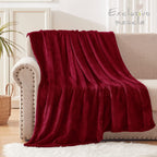 Exclusivo Mezcla Extra Large Fleece Throw Blanket For Couch, Sofa, 300Gsm Super Soft And Warm Blankets, Deep Red Throw All Seaso