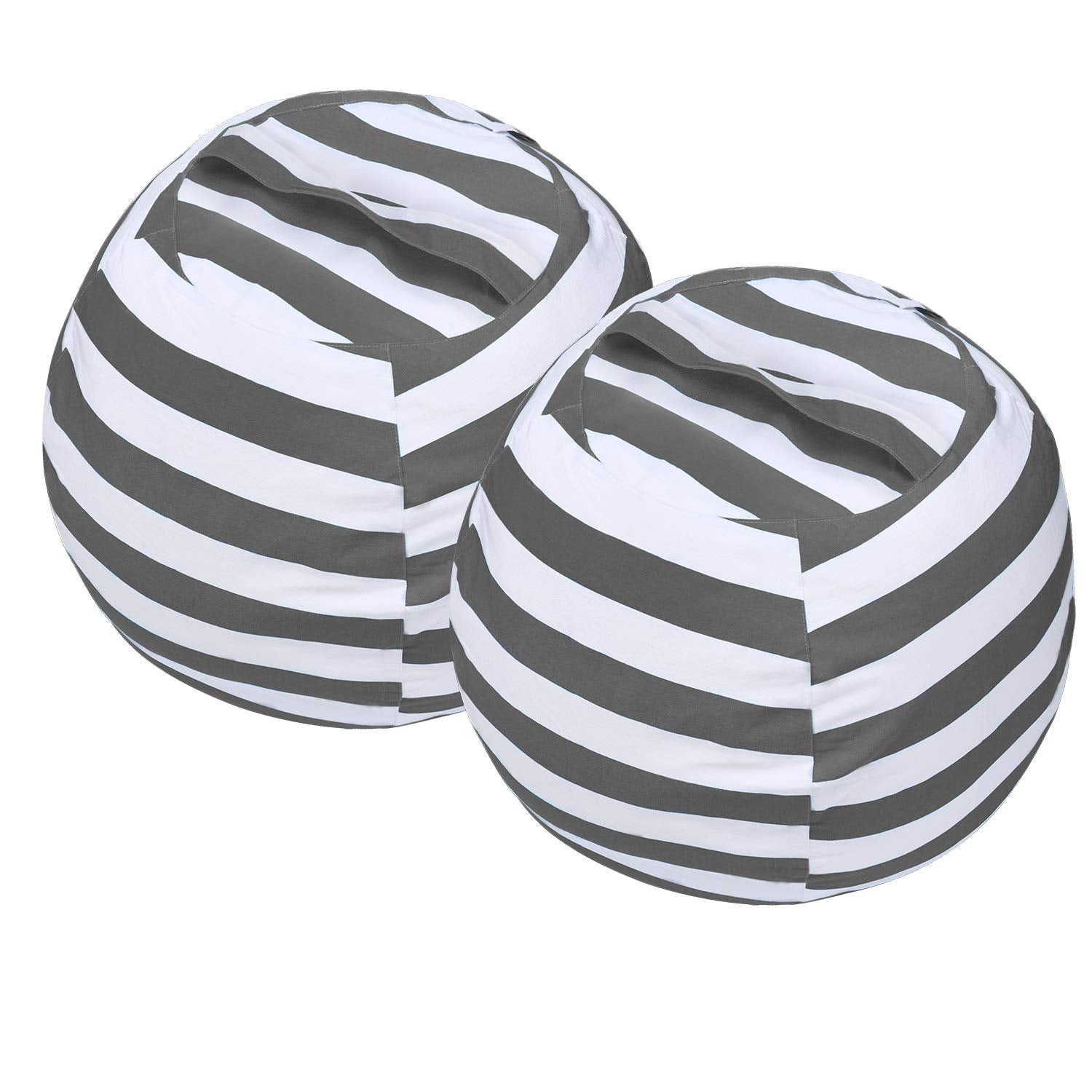 Miaowater 2 Pcs Stuffed Animal Storage Bean Bag Chair Cover, Cotton Canvas Beanbag With Zipper For Organizing Kid'S And Adults Room Grey 24'