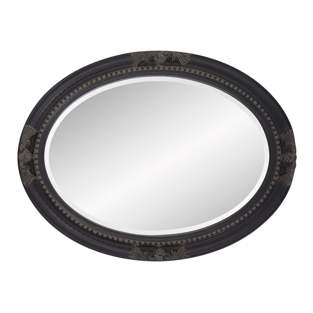 HomeRoots Oval Shaped Antique Black Finish Wood Frame Mirror