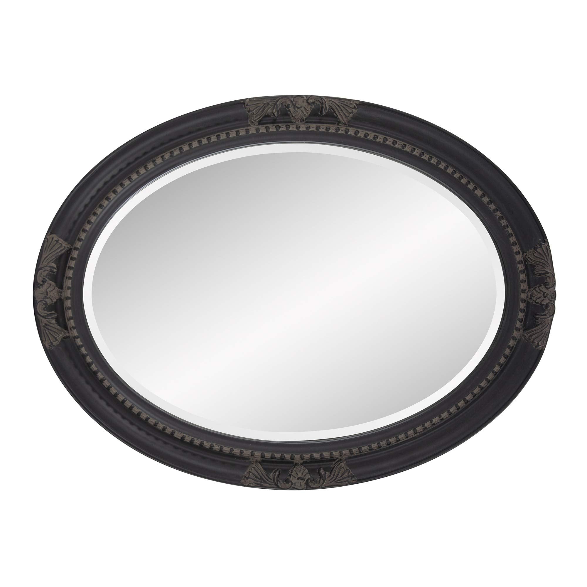 HomeRoots Oval Shaped Antique Black Finish Wood Frame Mirror