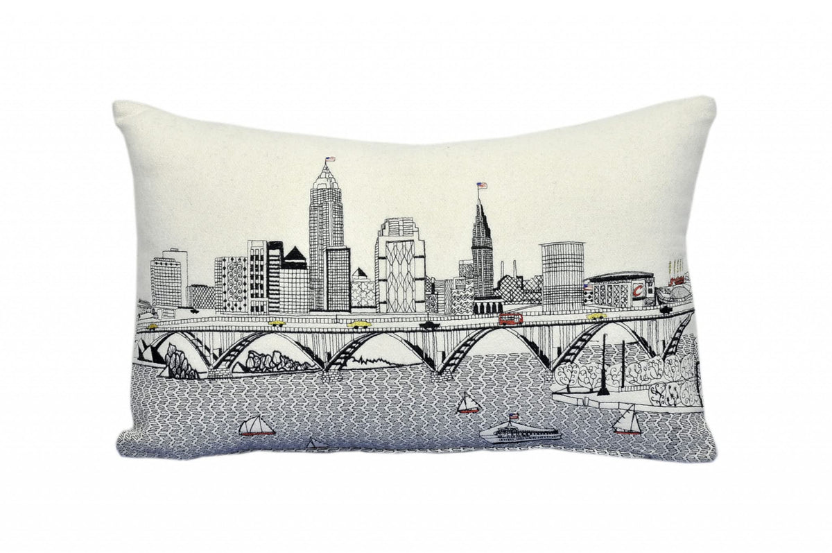 HomeRoots Cream 24' White Cleveland Daylight Skyline Lumbar Decorative Pillow