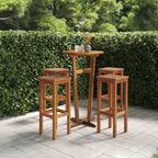 vidaXL Solid Acacia Wood Bar Stools - Set of 4 - Rustic Design, Durable Outdoor Seating, Comfortable Footrests, Farmhouse Style. Easy Assembly Required. Mocha Brown.