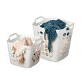 Basicwise Set of 2 Plastic Laundry Baskets with Handles Large & Small Ventilated Hampers for Clothes Storage & Organization Ligh