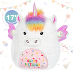 SuzziPals 17' Happy Birthday Unicorn Plush Pillows, Squishy Unicorn Stuffed Animal, Stuffed Unicorn Pillows Unicorn Decor, Unic