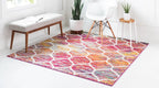 Unique Loom Trellis Frieze Collection Area Rug - Rounded (4' Square, Multi/ Black)
