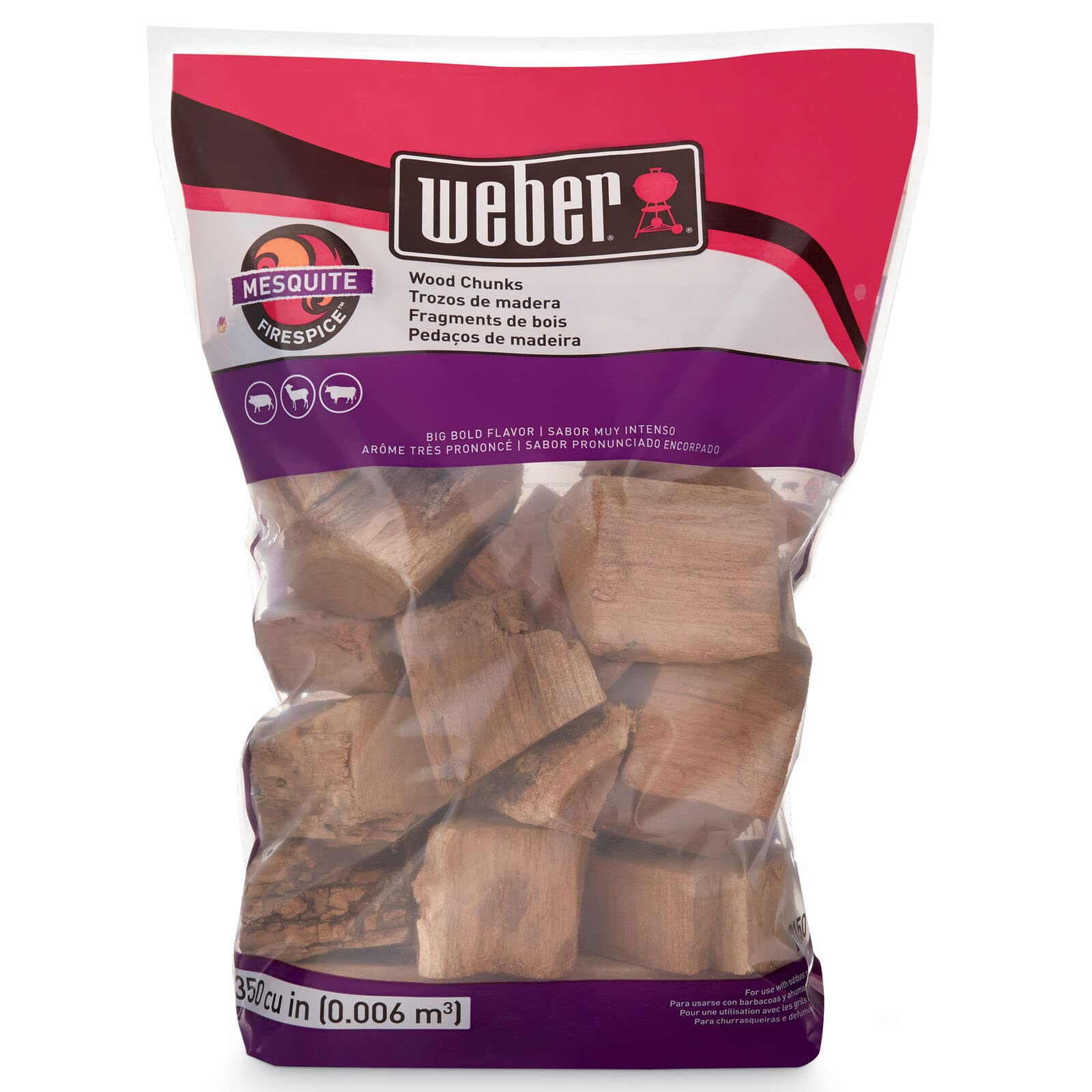 Weber Mesquite Wood Chunks, For Grilling And Smoking, 4 Lb.