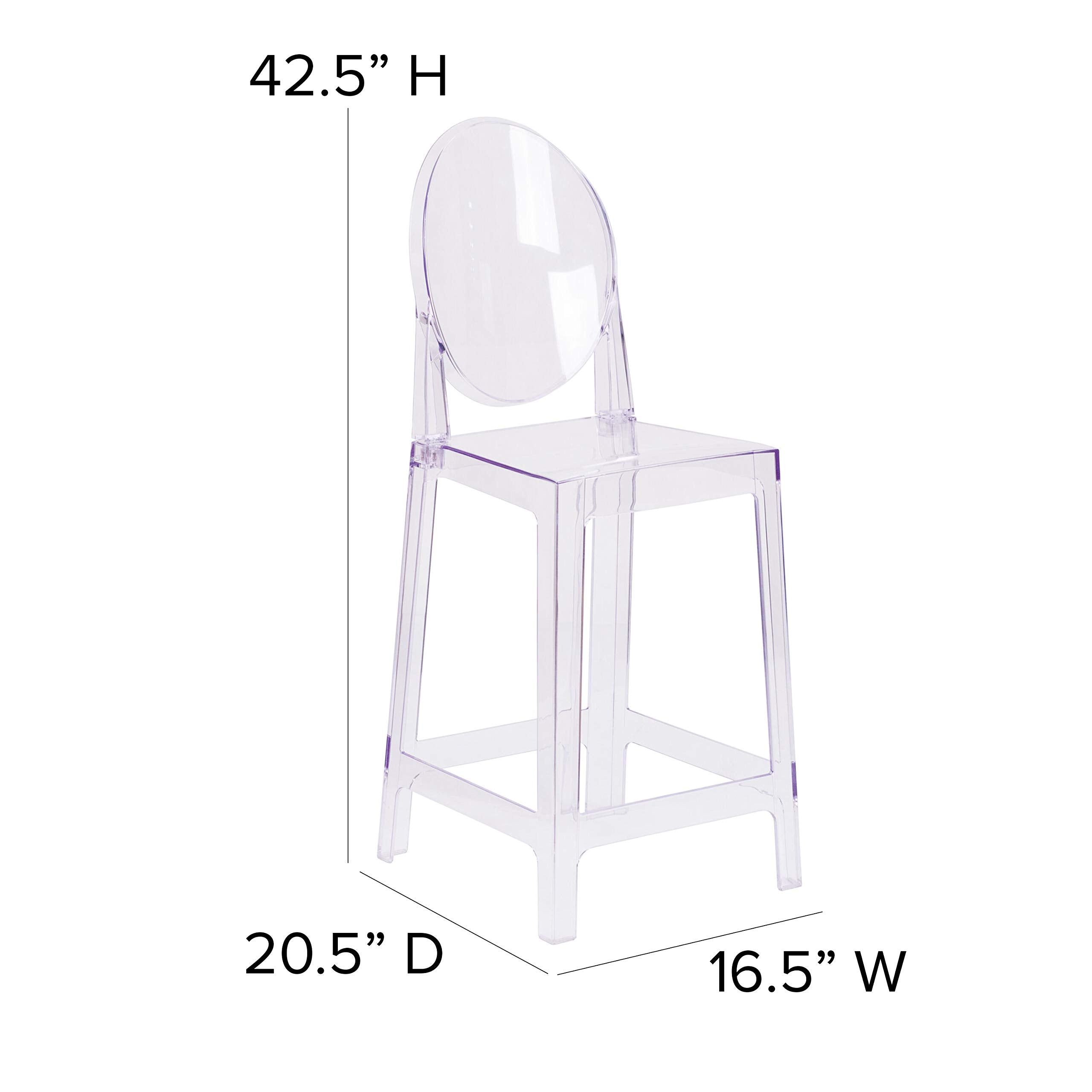 Flash Furniture Revna Ghost Counter Stool with Oval Back in Revna Transparent Crystal