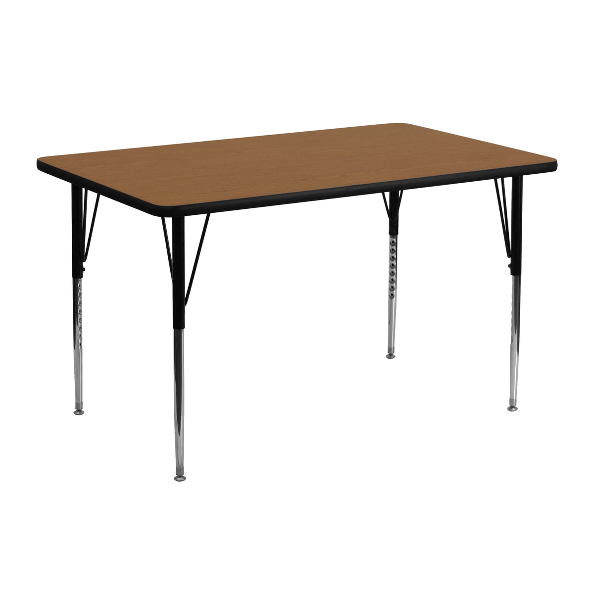 Flash Furniture 24''W x 48''L Rectangular Oak Thermal Laminate Activity Table - Standard Height Adjustable Legs