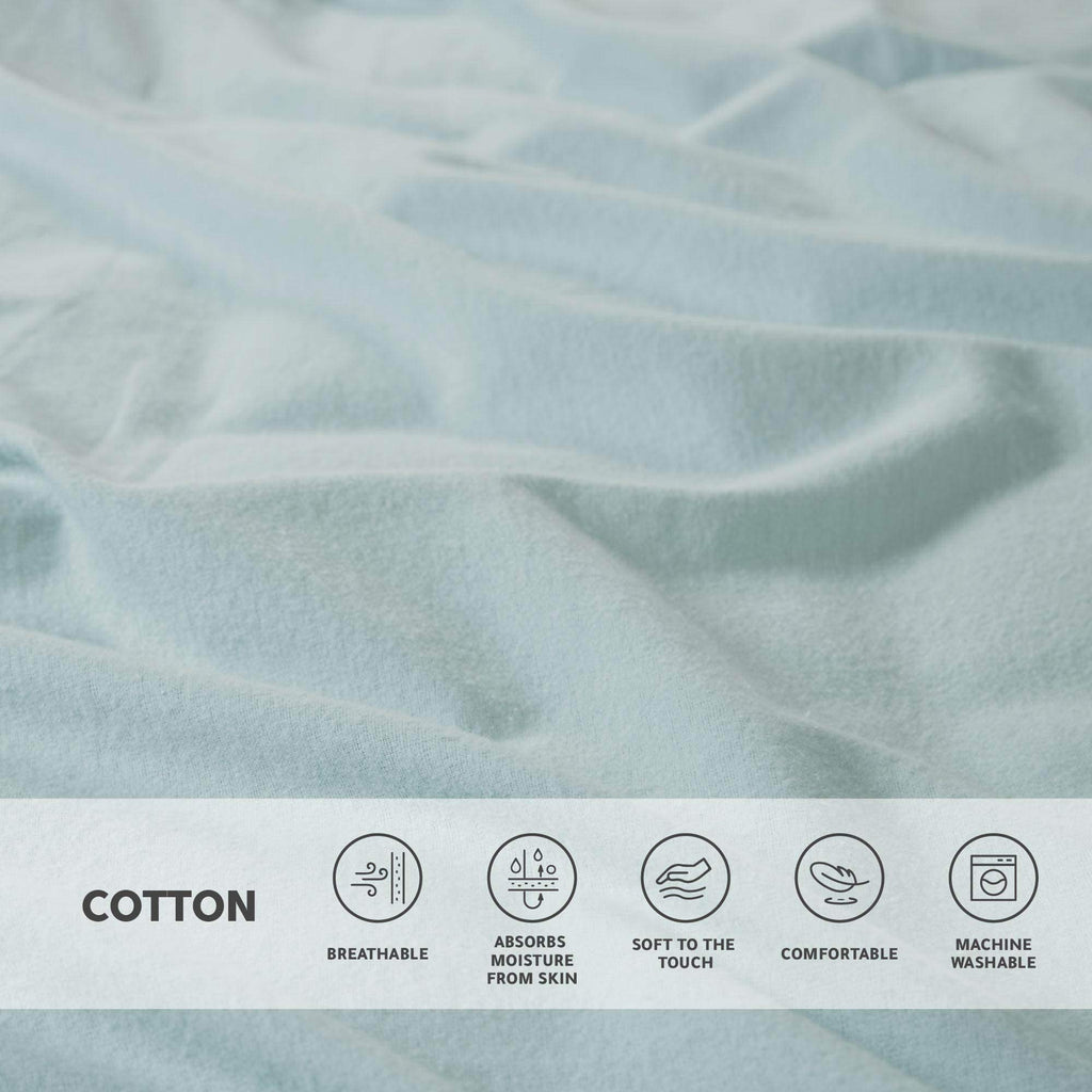 Comfort Spaces Cotton Flannel Breathable Warm Deep Pocket Sheets With Pillow Case Bedding, Full, Aqua Solid 4 Piece